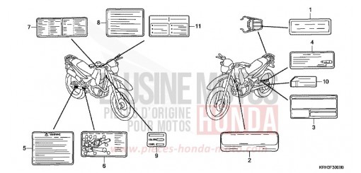 ETIQUETTE DE PRECAUTIONS XR125L6 de 2006